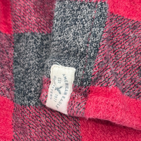 American Eagle Outfitter Slim Fit Buffalo Plaid Flannel Shirt Womens S Red Gray - Picture 5 of 5